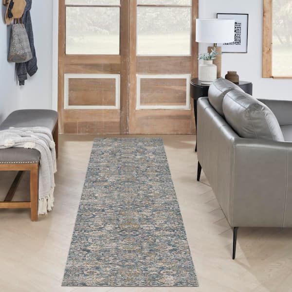 Nyle Charcoal 2 ft. x 8 ft. Distressed Transitional Runner Area Rug