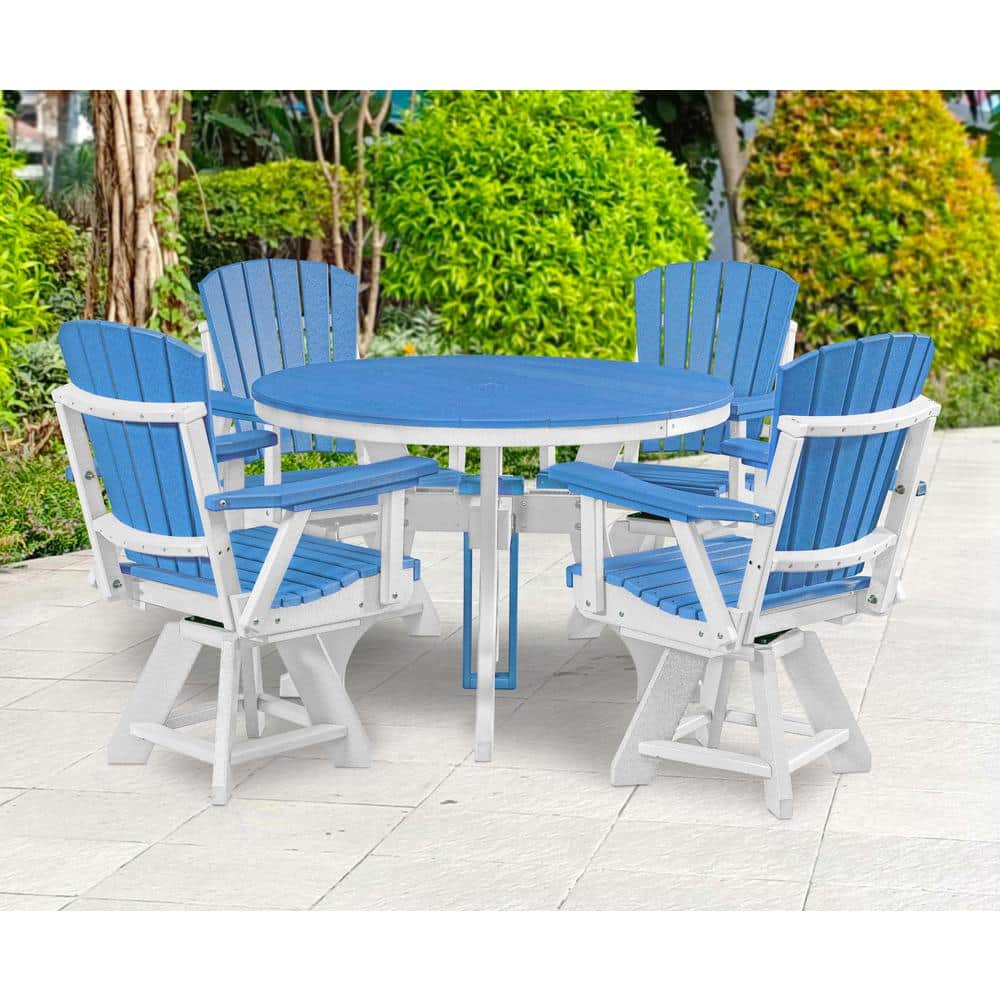Adirondack White Frame 5 Piece High Density Plastic Round Dining Height Outdoor Dining Set price history on PriceWatchPro