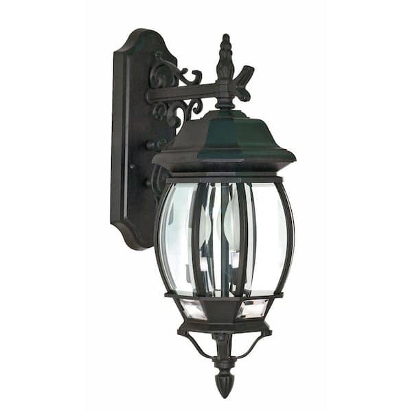 SATCO Central Park Textured Black Outdoor Hardwired Wall Lantern Sconce with No Bulbs Included