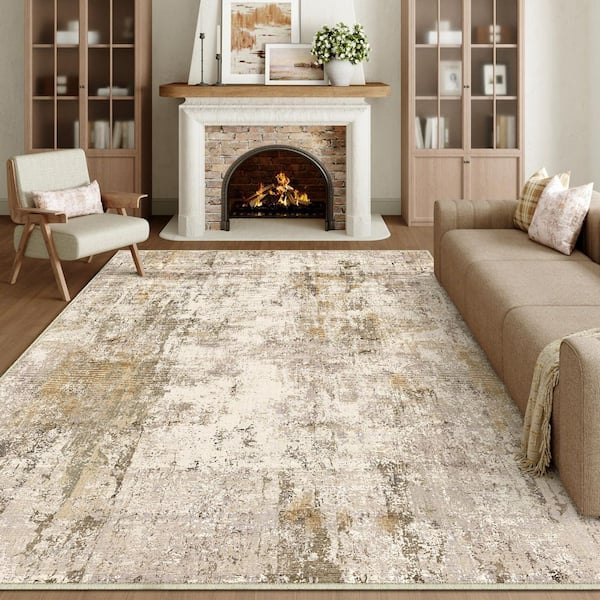 Van Gogh Brown/Gray 8 ft. x 10 ft. Modern Abstract Area Rug