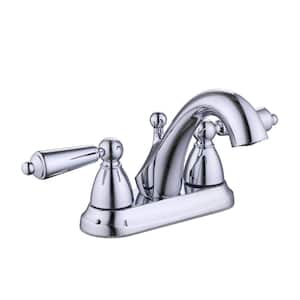 Teapot 4 in. Centerset Double-Handle Bathroom Faucet in Polished Chrome
