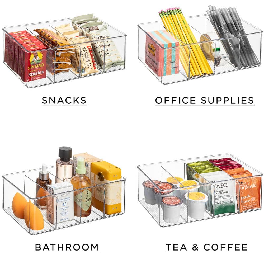 Sorbus Clear Plastic Storage Bins with Dividers