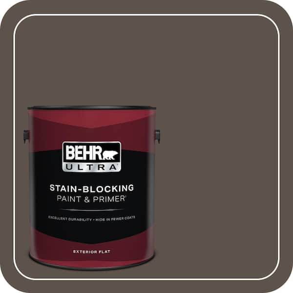 BEHR ULTRA 1 gal. #ECC-12-3 Shadow Wood Flat Exterior Paint & Primer