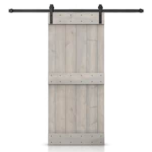 30 in. x 84 in. Mid-Bar Series Silver Gray DIY Knotty Pine Wood Interior Sliding Barn Door with Hardware Kit