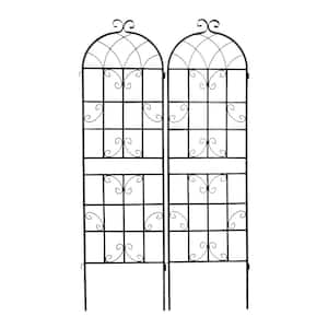 2-Pack 71 in. x 19.7 in. Metal Garden Trellis Outdoor Rustproof Flower Support for Climbing Plants, Black