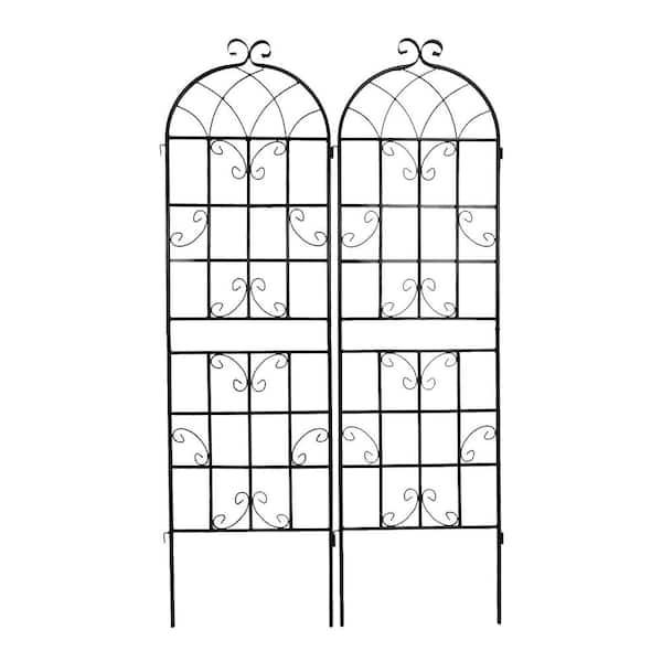 ToolCat 2-Pack 71 in. x 19.7 in. Metal Garden Trellis Outdoor Rustproof Flower Support for Climbing Plants, Black