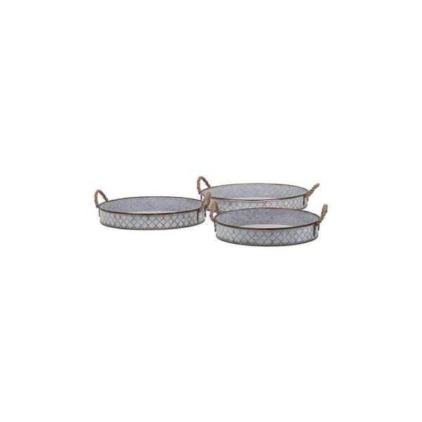 null Bretton Silver Metal Trays (Set of 3)
