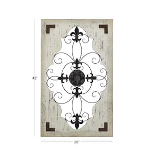 26 in. x 42 in. Wood Cream Scroll Wall Decor