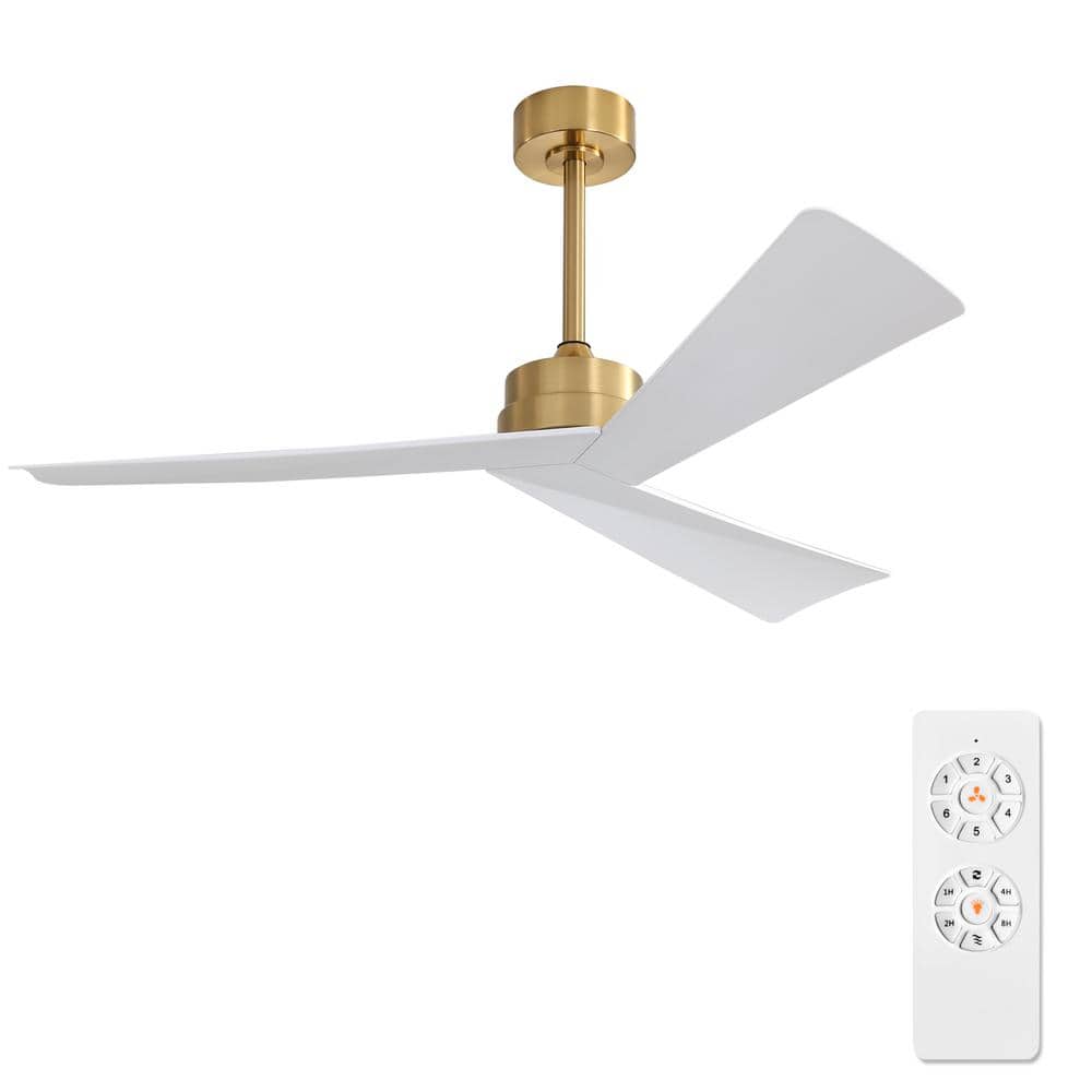 52 in. 3-Blades 6 Fan Speeds Matte Gold and White Ceiling Fan Without Light price history on PriceWatchPro