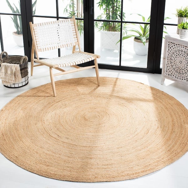 Natural Fiber Beige 7 ft. x 7 ft. Solid Color Round Area Rug