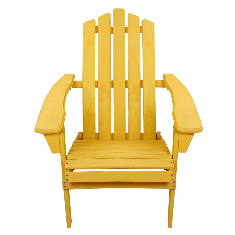 Yellow Climate Resistant Wooden Folding Adirondack Chair