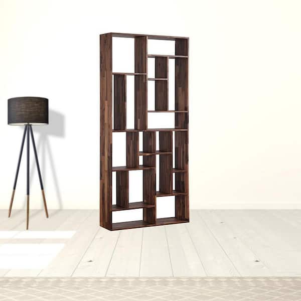 86 in. Tall Natural, Brown Wood 10 Shelf Standard Bookcase