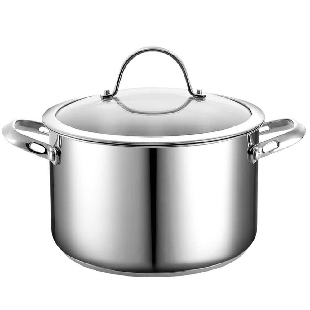 Rorence Stainless Steel Stock Pot: 6 Quart 2-Ply Healthy Stainless Steel  Stockpot Soup Pot with Glass Lid – Blue
