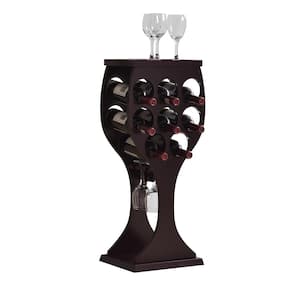 SignatureHome Juniper Cherry Finish Table Height 30 in. Wooden Wine Rack. Dimensions (13Lx10Wx30H)