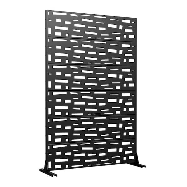 Outdoor Privacy Fence 47 in. L x 16 in. W x 72 in. H Black Galvanized Steel Garden Privacy Screen