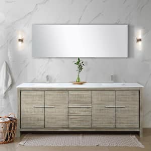 Lafarre 80 in W x 20 in D Rustic Acacia Double Bath Vanity, Cultured Marble Top, Brushed Nickel Faucet Set and Mirror