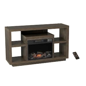 48 in. Freestanding Electric Fireplace TV Stand in Woodgrain Black/Brown