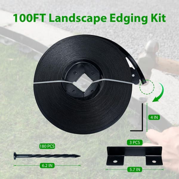 Flexible Garden Edging Border 100 ft. 4H in. Landscape Plastic PE
