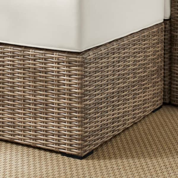Crystal Ridge Wicker Outdoor Modular Sectional Armless Chair with Almond CushionGuard Cushions