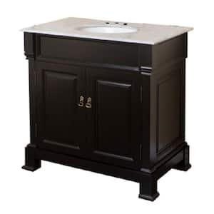 Belvedere 36 in. W x 22.5 in. D Single Vanity in Espresso with Marble Vanity Top in Cream White with White Basin