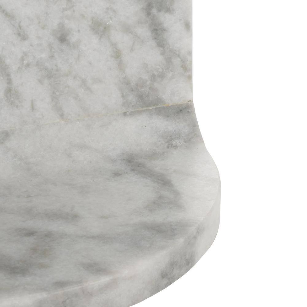 Melinda 12 in. White Round Marble End Table - thumbnail 8