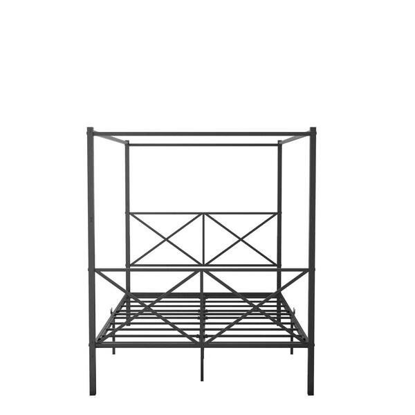 wetiny 60.6 in. W Black Queen Non-Upholstered Metal Frame Canopy Bed