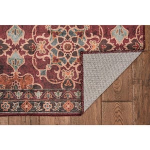 Washable Petra Garnet/Ivory 2 ft. x 3 ft. Rectangle Abstract Area Rug