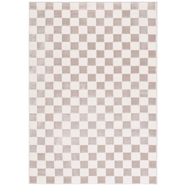Groove 9 ft. x 12 ft. Ivory/Beige Checkered Area Rug