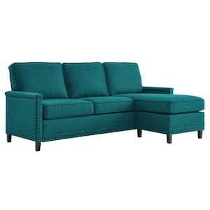 Ashton 80.5 in. Wide Upholstered Fabric Modern Sectional L-Shaped Sofa in Teal