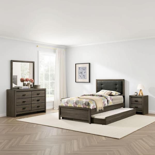 Meli 4-Piece Cherry Brown Full Wood Bedroom Set