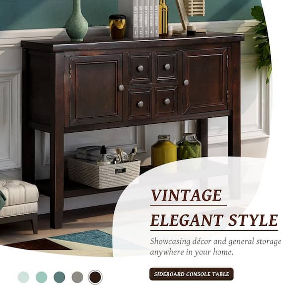 Angel Sar 46 In Espresso Standard Rectangle Wood Console Table With Cabinet And Shelf Wf190263aap Angel Sar 46 In Espresso Standard, Woodbridge Harper Console Table