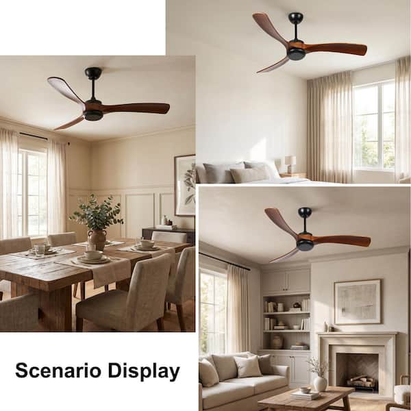FEKZO 72 in. Indoor Black Downrod Mount Standard Ceiling Fan with