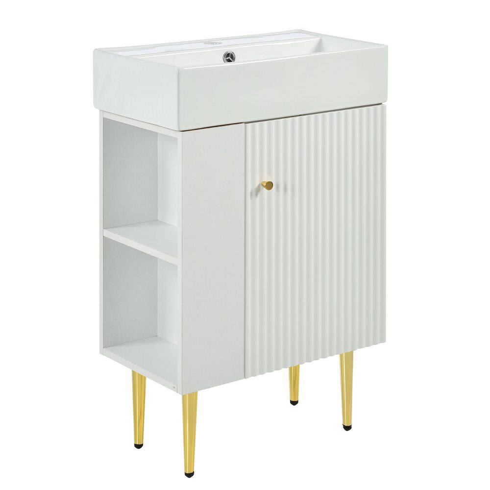 21 in. Single Sink Freestanding White Bath Vanity with White Ceramic Top Left Side Bathroom Storage Cabinet price history on PriceWatchPro