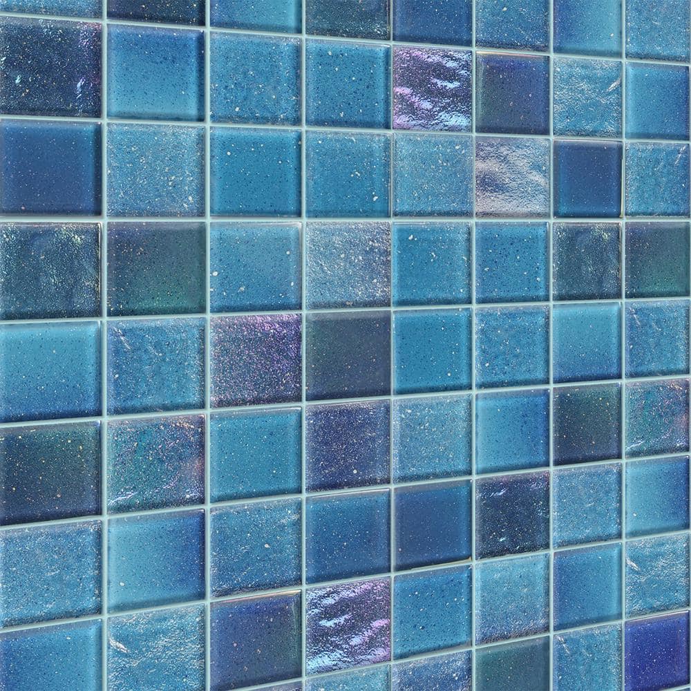 Angel Dust Blue Polished Glass Wall Mosaic Tile