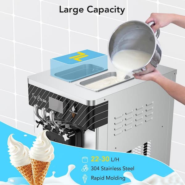 WhizMax Commercial Ice Cream Maker, 5.8-8 gal./H 3 Flavors 