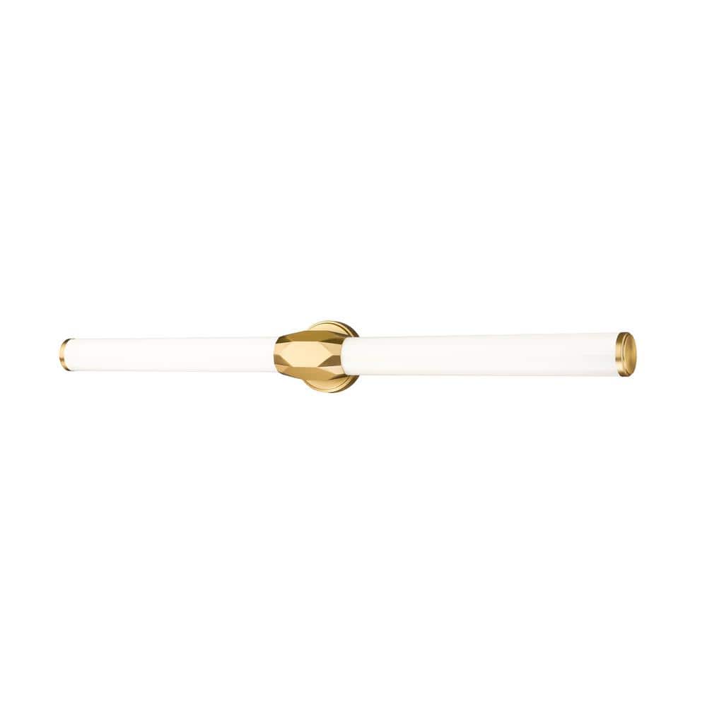 Cooper 40 in. Modern Gold 1-Light Integrated LED Vanity Light with Frosted 