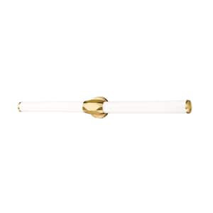 Cooper 40 in. Modern Gold 1-Light Integrated LED Vanity Light with Frosted Plastic Shade