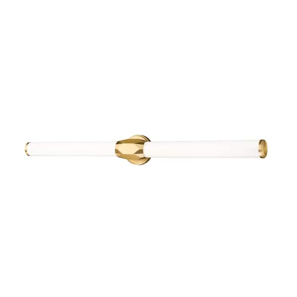 Unbranded Cooper 40 in. Modern Gold 1-Light Integrated LED Vanity Light with Frosted Plastic Shade