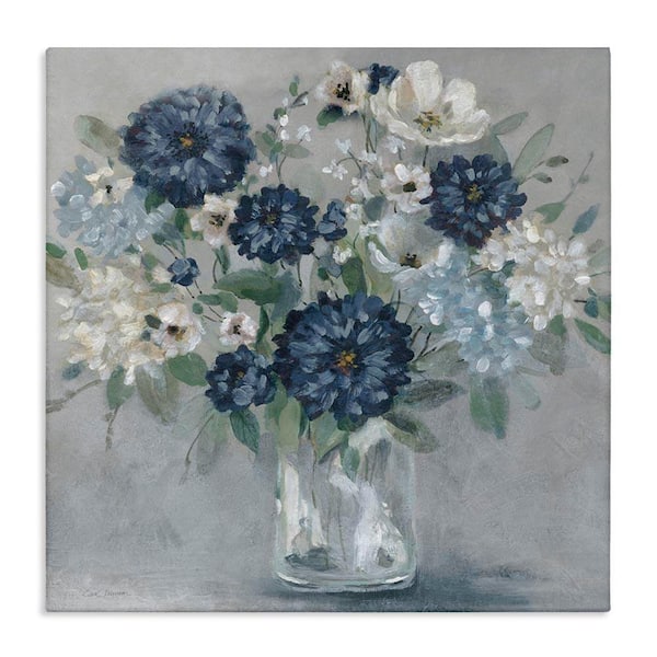 Blue Mums Mixed Bouquet by Carol Robinson Unframed Nature Graphic Art Print 36 in. x 7 in.