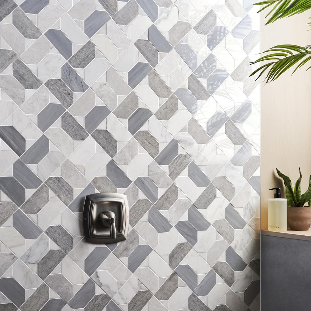 Pledge 12x12 Polished Marble Geometric Mosaic Tile