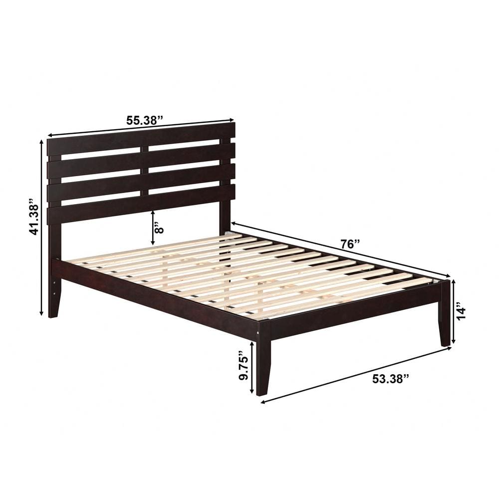 Oxford Espresso Full-Size Wood Frame Bed with USB Charger