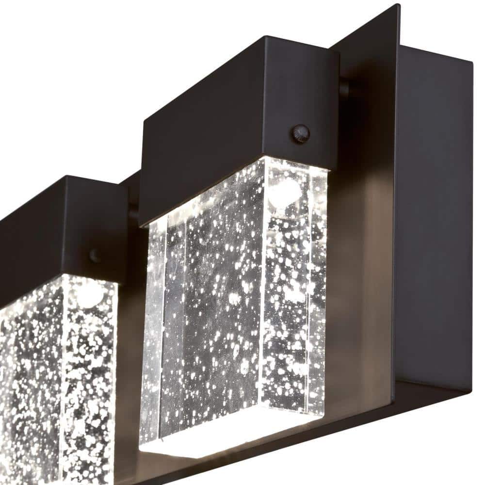 Matte Black LED Vanity Light with Bubble Glass Shades