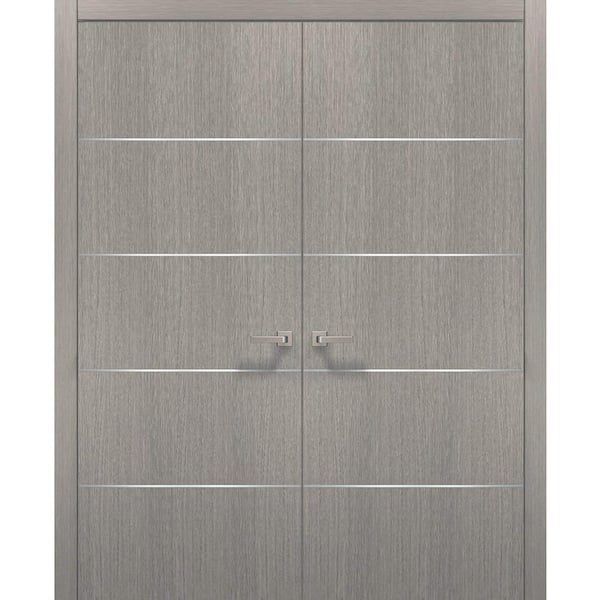 Sartodoors 0020 48 In. X 80 In. Flush No Bore Grey Ash Finished Pine ...