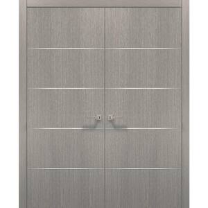 0020 56 in. x 80 in. Flush No Bore Grey Ash Finished Pine Wood Interior Door Slab with French Hardware Included