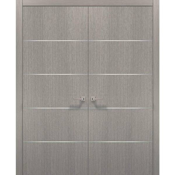 Sartodoors 0020 56 In. X 84 In. Flush No Bore Grey Ash Finished Pine ...