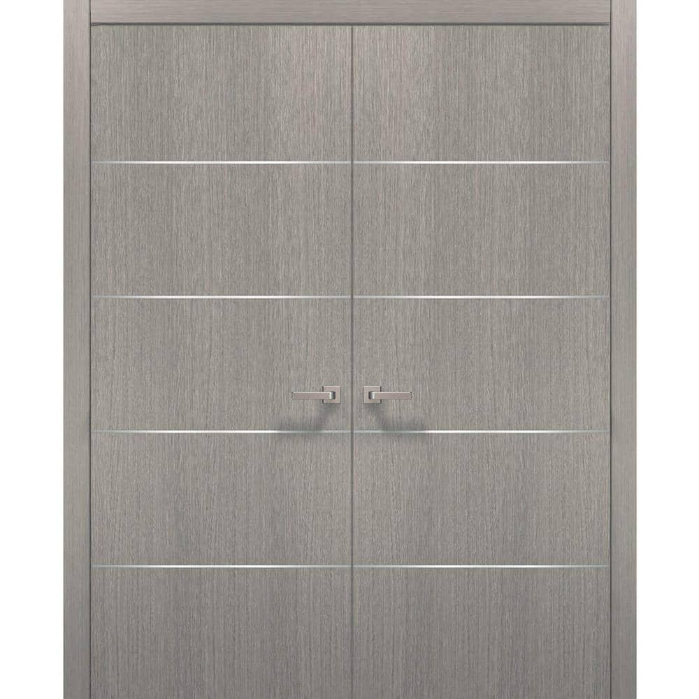 Sartodoors 0020 56 In. X 96 In. Flush No Bore Grey Ash Finished Pine ...