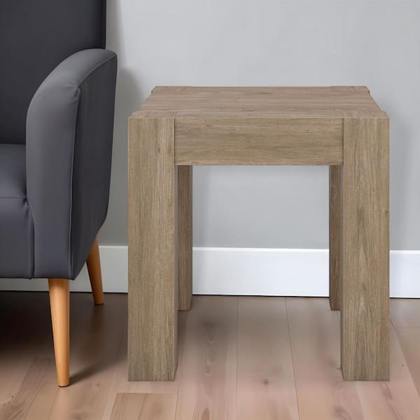 HomeRoots 22 in. Gray Square MDF End Table