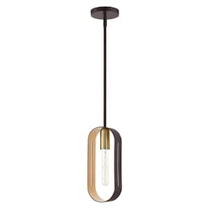 Ravena 1-Light Bronze Mini Pendant Light with Gold Accents