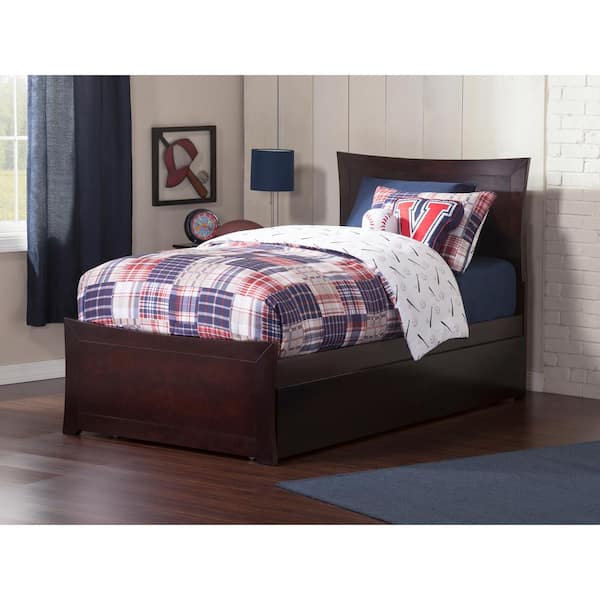 Metro Espresso Twin Platform Bed with Matching Foot Board with Twin Size Urban Trundle Bed