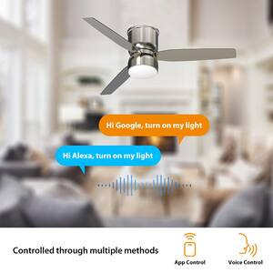 Ossa 52 in. Integrated LED Indoor Brush Nickel Smart Ceiling Fan with Remote Control and CCT Powered by Hubspace